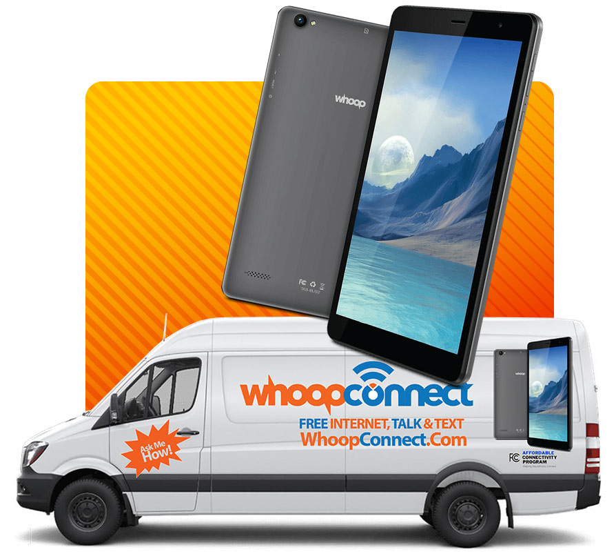 Whoop Connect Van with Whoop Tablet Overlaid on top